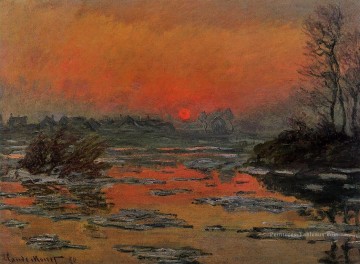 Coucher de soleil sur la Seine en hiver Claude Monet paysage Peinture à l'huile